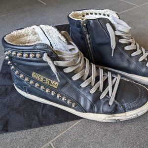 Slide sneakers in metal studded leather 39